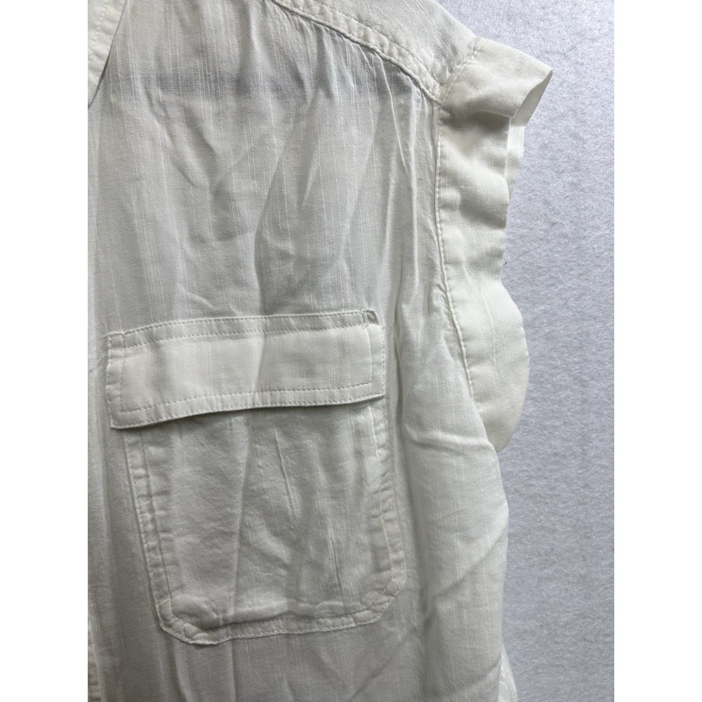 Gap Women's Size XS White Button Up Cap Sleeve Blouse - Picture 3 of 4